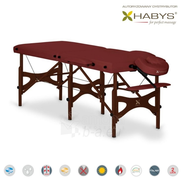 Sulankstomas masažo stalas HABYS Alba Soft Touch Burgundy paveikslėlis 2 iš 3