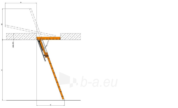 LDK double-section loft ladder with a slidable lower section FAKRO LDK 70x140x335 (wooden ladders) paveikslėlis 5 iš 6