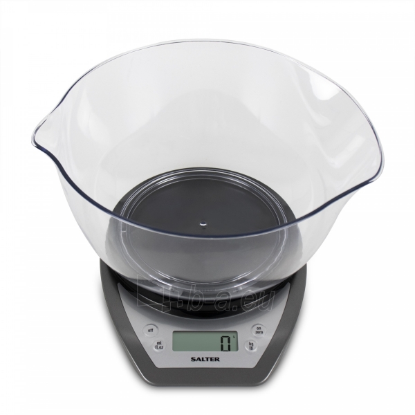 Svarstyklės Salter 1024 SVDR14 Electronic Kitchen Scales with Dual Pour Mixing Bowl silver paveikslėlis 2 iš 5