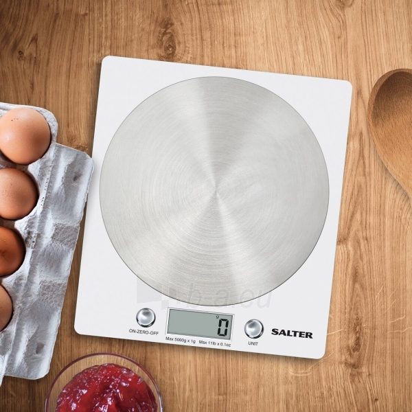 Svarstyklės Salter 1036 WHSSDR Disc Electronic Digital Kitchen Scales - White paveikslėlis 3 iš 4
