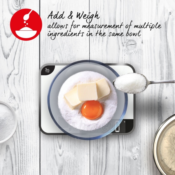 Svarstyklės Salter 1064 WHDR Mini-Max 5kg Digital Kitchen Scale - White paveikslėlis 4 iš 4