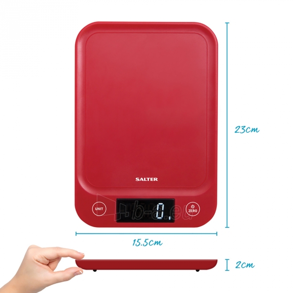 Svarstyklės Salter 1067 RDDRA Digital Kitchen Scale, 5kg Capacity red paveikslėlis 3 iš 6