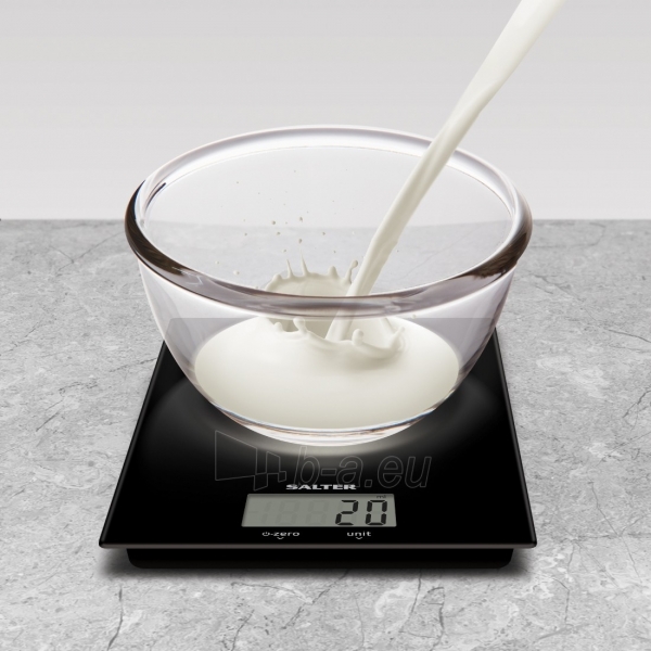 Svarstyklės Salter 1170 BKDR Ultra Slim Glass Digital Kitchen Scale - Black paveikslėlis 4 iš 4
