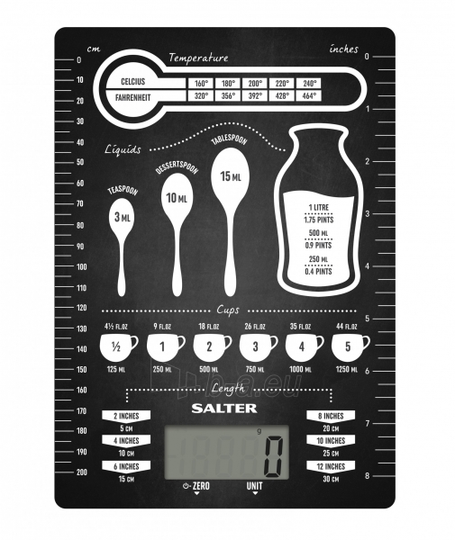 Svarstyklės Salter 1171 CNDR Conversions Digital Kitchen Scales - Black paveikslėlis 2 iš 4