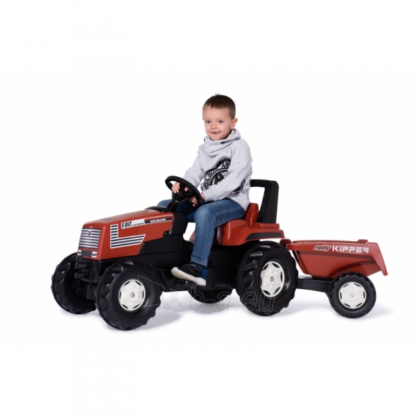 Traktorius Rolly Toys su pedalais ir priekaba Farmtrac Fiat Centenario paveikslėlis 1 iš 12