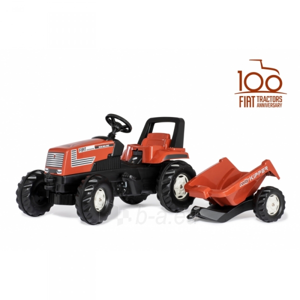 Traktorius Rolly Toys su pedalais ir priekaba Farmtrac Fiat Centenario paveikslėlis 10 iš 12