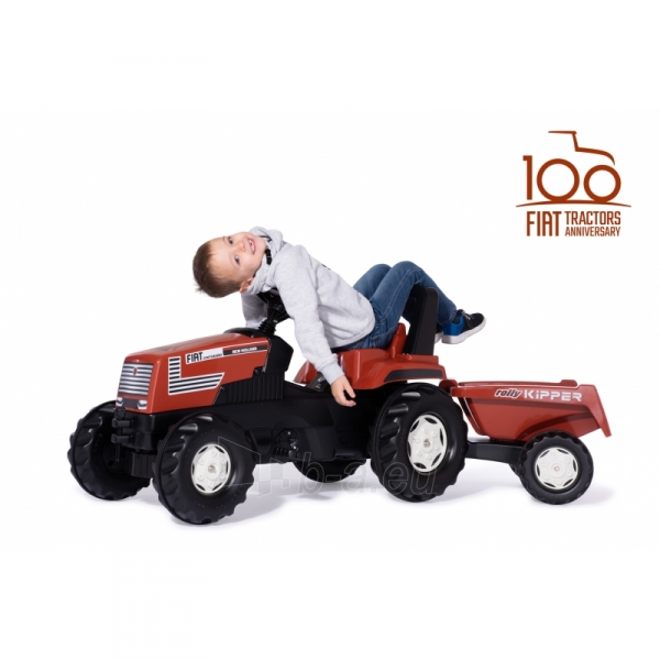 Traktorius Rolly Toys su pedalais ir priekaba Farmtrac Fiat Centenario paveikslėlis 9 iš 12