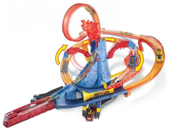 Trąsos rinkinys FTD61 Hot Wheels City Volcano Escape Connectable Play Set with Diecast and Mini Toy Car MATTEL paveikslėlis 4 iš 6