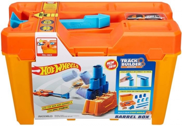 Mattel Hot Wheels trasos rinkinys triukams TRACK BUILDER BARREL BOX STUNT BIN GCF91 paveikslėlis 1 iš 4