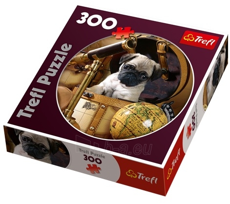 Trefl 39066 Puzzle Pug puppy as a globetrotter 300 det. paveikslėlis 1 iš 1