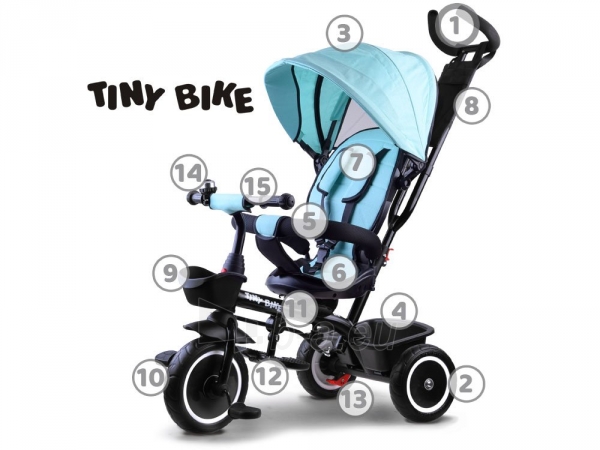 Triratukas su stogeliu "Tiny Bike 3in1", šviesiai mėlynas paveikslėlis 13 iš 15