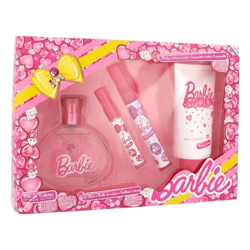 Tualetes ūdens Barbie Barbie EDT 100 ml + EDT 9,5 ml + lip gloss 2,5 ml + body lotion 150 ml (Rinkinys ) paveikslėlis 1 iš 1