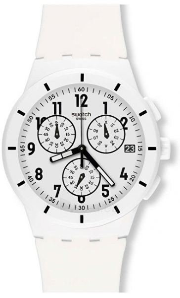 Unisex laikrodis Swatch TWICE AGAIN WHITE SUSW402 paveikslėlis 1 iš 4