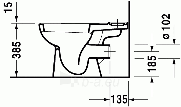 Tualete Duravit D-Code, horizontals, pajungimas šone paveikslėlis 3 iš 5