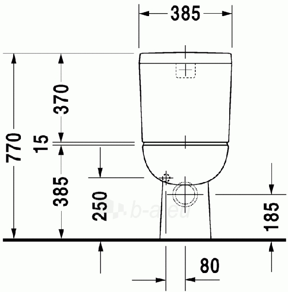 Toilet Duravit D-Code with cover, horizontal, pajungimas apačioje paveikslėlis 4 iš 7