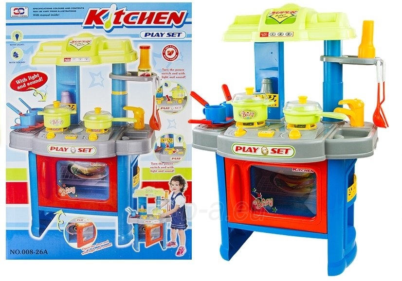 Vaikiška virtuvė su priedais, mėlyna, 60x27x41 paveikslėlis 1 iš 6