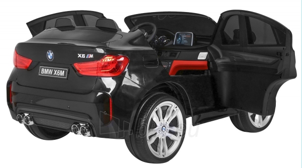 Vaikiškas dvivietis elektromobilis BMW X6M XXL, juodas lakuotas paveikslėlis 6 iš 16