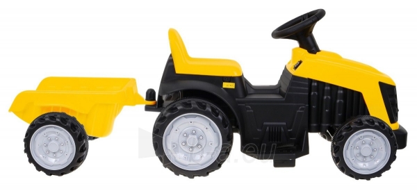 Vaikiškas elektrinis traktorius su priekaba, geltonas paveikslėlis 2 iš 6