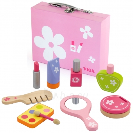 Vaikiškas medinis kosmetikos lagaminas su priedais | Viga 50531 paveikslėlis 1 iš 4