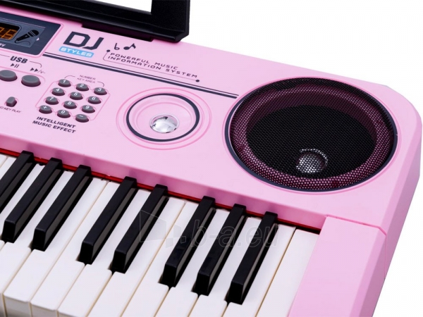 Vaikiškas pianinas su 61 klavišu ir mikrofonu, rožinis paveikslėlis 8 iš 10