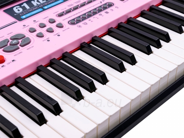 Vaikiškas pianinas su 61 klavišu ir mikrofonu, rožinis paveikslėlis 6 iš 10