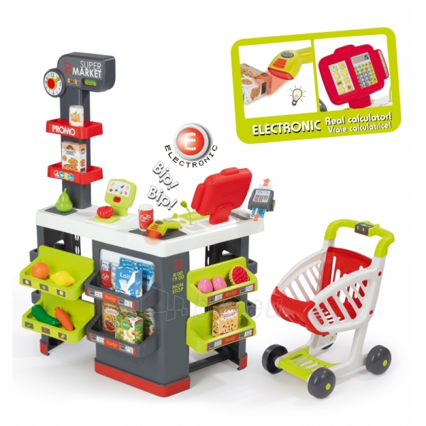 Vaikiškas raudonas supermarketas su vežimėliu ir priedais 42 vnt | Smoby paveikslėlis 12 iš 14