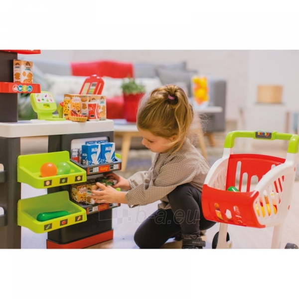 Vaikiškas raudonas supermarketas su vežimėliu ir priedais 42 vnt | Smoby paveikslėlis 5 iš 14