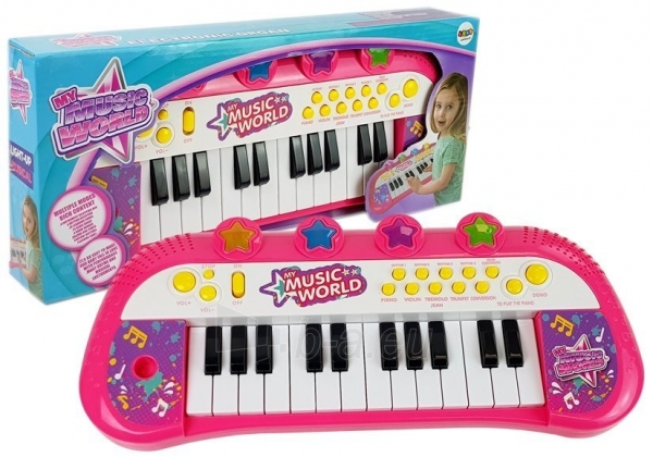 Vaikiškas sintezatorius, 24 klavišai, rožinis paveikslėlis 1 iš 4