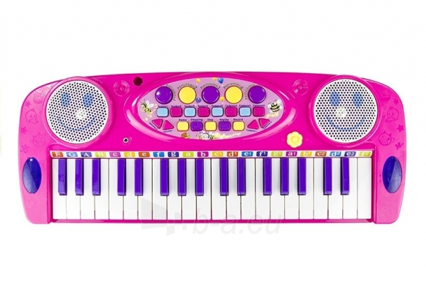 Vaikiškas sintezatorius su mikrofonu, rožinis paveikslėlis 2 iš 8