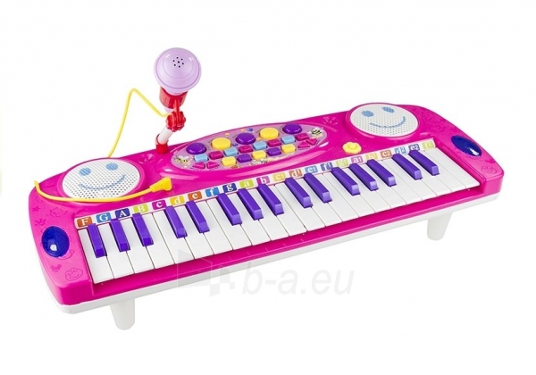 Vaikiškas sintezatorius su mikrofonu, rožinis paveikslėlis 8 iš 8