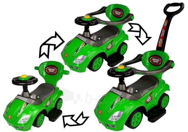 Vaikiškas stumiamas automobilis „3in1“, žalias paveikslėlis 3 iš 13