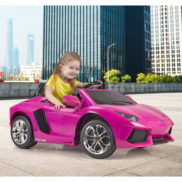 Vaikiškas vienvietis elektromobilis - Lamborghini Aventador, rožinis paveikslėlis 3 iš 8