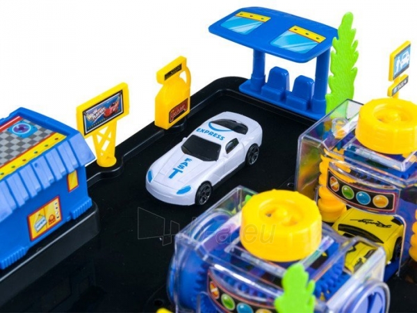 Vaikiškų automobiliukų rinkinys su trasa paveikslėlis 2 iš 7