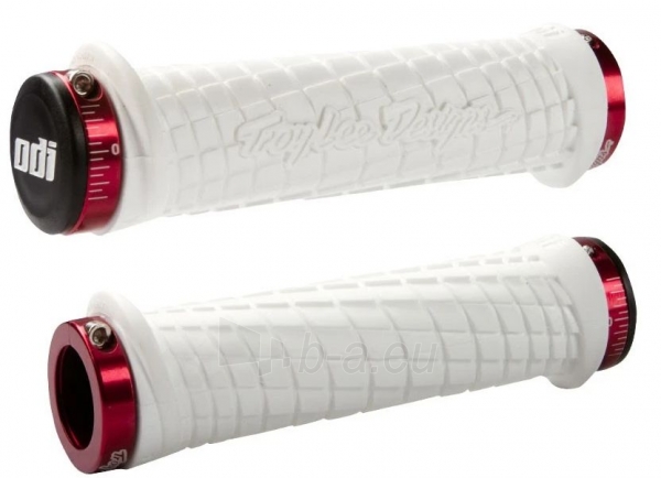 Vairo rankenėlės ODI Troy Lee Designs Signature MTB Lock-On White w/ Red Clamps paveikslėlis 1 iš 1