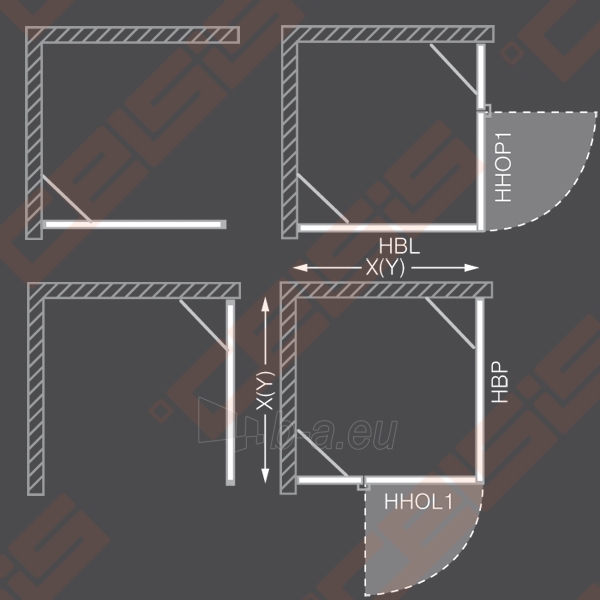 Varstomos dušo durys ROLTECHNIK HITECH HORIZON PLUS HPOP1/100 su brillant spalvos profiliu ir skaidriu stiklu (dešinė pusė) paveikslėlis 5 iš 5