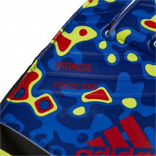 Vartininko pirštinės adidas PREDATOR YOUNG DN8603 blue-yellow-red, red logo paveikslėlis 4 iš 5