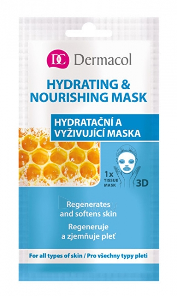 Veido kaukė Dermacol Textile moisturizing and nourishing mask for all skin types 3D (Regenerates Softens Skin) 1 pc paveikslėlis 1 iš 1