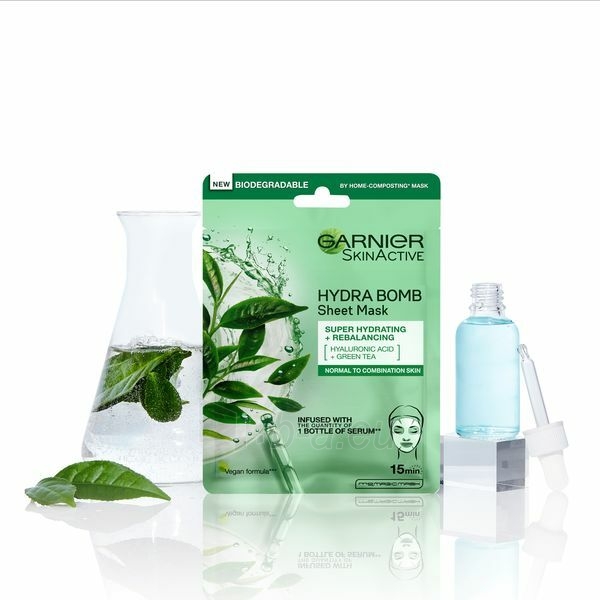Veido mask Garnier Superhydratační cleansing facial mask with green tea + Moisture Freshness (Tissue Super Hydrating & Purifying mask) 1 piece paveikslėlis 2 iš 6