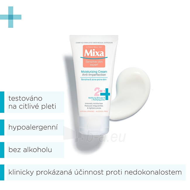 Veido kremas Mixa Moisturizer 2v1 against imperfections Sensitive Skin Expert (Anti-Imperfection Moisturizing Cream) 50 ml paveikslėlis 3 iš 6