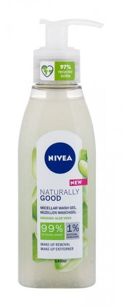 Veido valymo gelis Nivea Naturally Good Micellar Wash Organic Aloe Vera 140ml paveikslėlis 1 iš 1
