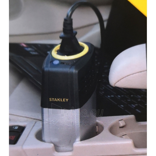 Vertikalus automobilinis įtampos keitiklis Stanley 12V-230V 100W paveikslėlis 3 iš 4