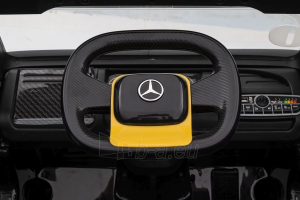 Vienvietis elektromobilis Mercedes XMX622B LCD su priekaba, geltonas paveikslėlis 6 iš 14