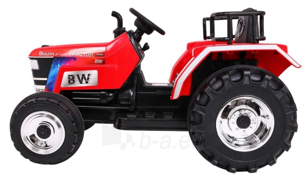 Vienvietis vaikiškas elektrinis traktorius Blazin BW, raudonas paveikslėlis 2 iš 15