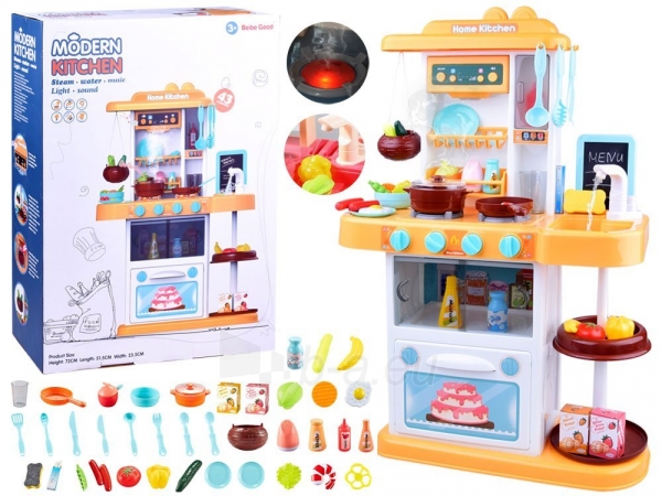 Vaikiška virtuvėlė su lentyna Modern Kitchen (oranžinė, 72x52x23) paveikslėlis 1 iš 1
