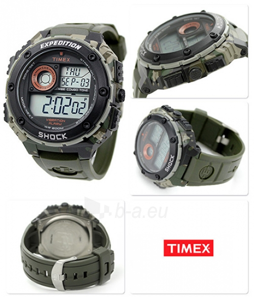 Male laikrodis Timex EXPEDITION SHOCK XL VIBRATING ALARM T49981 paveikslėlis 2 iš 3
