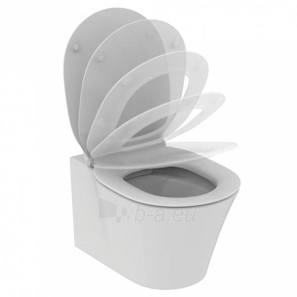 WC pakabinamas Ideal Standard Connect, Air Rimless, ar paslėptais tvirtinimais ir lėtai nusileidžiančiu vaks paveikslėlis 2 iš 5