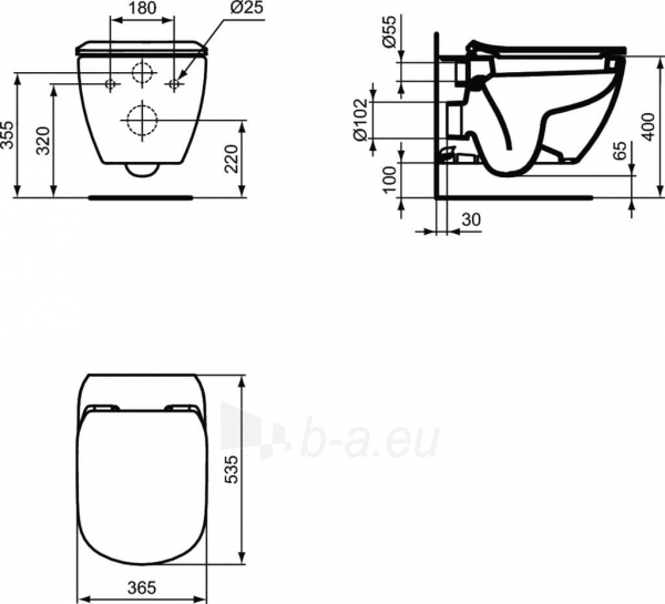 WC pakabinamas Ideal Standard Tesi, ar paslėptais tvirtinimais paveikslėlis 4 iš 4