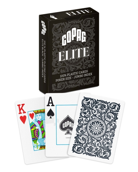 Žaidimo kortos Copag 1546 Elite Poker size - Jumbo index (juodos) paveikslėlis 6 iš 11