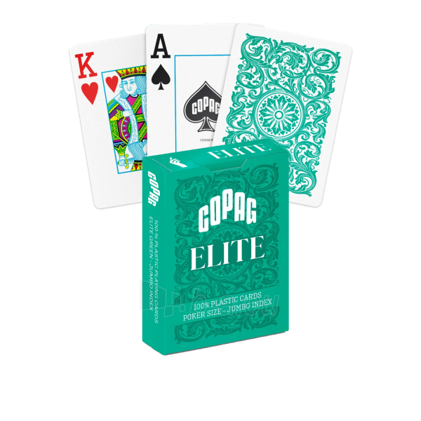 Žaidimo kortos Copag 1546 Elite Poker size - Jumbo index (žalios) paveikslėlis 1 iš 8