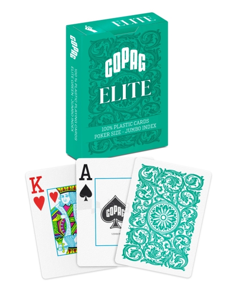 Žaidimo kortos Copag 1546 Elite Poker size - Jumbo index (žalios) paveikslėlis 4 iš 8